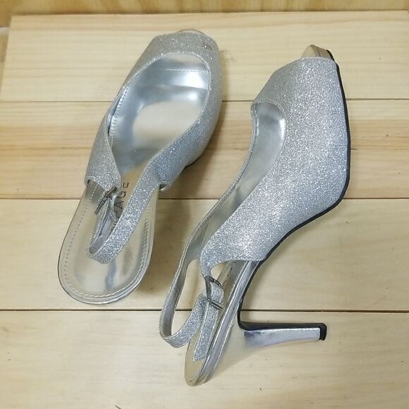 Women’s Sexy Silver Glitter Heels sz 10 - Picture 5 of 9